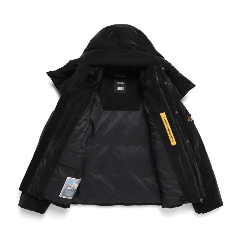 ＊折扣款【WE ARE】韓國國家地理（有臂章）光澤感連帽鵝絨羽絨外套 N244UDW980/N244UDW180